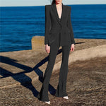 HIGH STREET Newest 2023 Runway Designer Suit Set Women's Single Button Blazer Flare Pants Suit