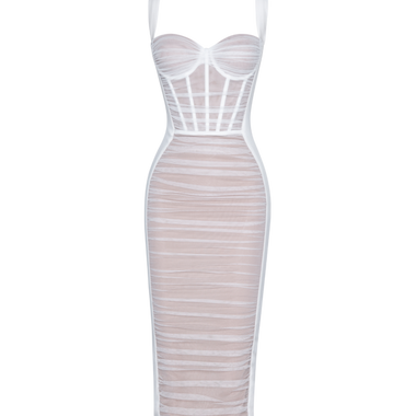 New Arrival Women Sleeveless Sexy Square Collar Mesh Bodycon Midi Dress 2022 New Designer Celebrate Birthday Party Costume