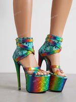 High Platform Super High Thin Heel Stiletto Sandals For Women Sexy Fashion Dance Sandals Shoes Lace Up Wedding Dress 2023 Spring