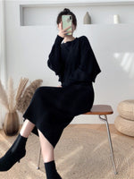 Two Piece Set for Women 2023 New Autumn Winter Fashion Solid Color Sweater Suit Long Sleeved O-neck Women's Clothing Dress Sets