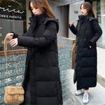 Winter Hooded Long Parkas Women Down Cotton Snow Wear Overcoat Thicken Warm Side Split Jackets New Loose Cotton Padded Chaqueta