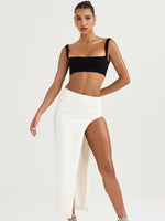 2022 New Summer Women Bodycon Bandage 2 Two Pieces Sets Sexy Spaghetti Strap Short Top &Midi Skirts Fashion Female Party Sets