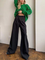 2023 New Spring Summer Women's Casual Straight Classic Green Black Rose Red High Waist Pants Korean Wide Leg Trousers For Women