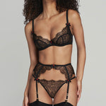 Lacey Enigma Delicate Rose Garter Set
