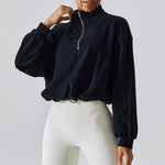 NCLAGEN Running Top Women Long Sleeves 1/2 Zipper Yoga Shirts Stand Collar Leisure Gym Blouse Outdoor Loose Fitness Sweater
