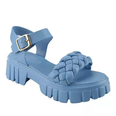 Elegant Women Leather Sandals New Summer Diamond Lattice Sandals Casual  Flat Bottom Platform Sandals Women Sandals Women