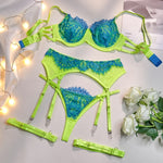 MIRABELLE Purple Lingerie Sets for Women Luxury G-String Female Underwear Sexy Patchwork Garter Bilizna Set Fancy Lace Intimate