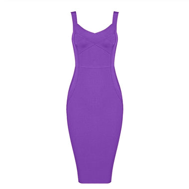 High Quality Pink Green Red Bodycon Knee Length Rayon Bandage Dress Evening Party Dress Vestidos