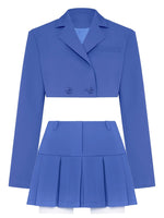 Taruxy Casual Two Piece Sets Women's Fall Outfits 2022 New Black Matching Sets With Skirt And Blazer Cropped Top Suit For Women