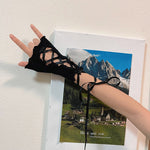 Jk Tie Lace Fishnet Stockings Irregular Split-toe Calf Socks Women's Middle Tube Socks Straps Summer Sexy Long Japanese Socks
