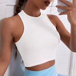 SALSPOR Sleeveless Yoga Short Shirts Running Sports Gym Women Tops Fitness Running Moisture Breathable Seamless Knitted Vest