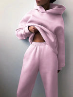 Winter Two Piece Sets Women Tracksuit Oversized Suit 2023 Autumn Trouser Suits Female Sweatshirt Solid Sports Hoodie Sportswear