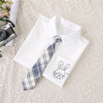 Women White Blouses Shirts Short Sleeve Print Rabbit Lapel 2023 Summer Tops Female Clothing Preppy Style JK Uniform Blusas