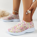 Fashion Printed Mesh Breathable Sneakers for Women 2023 New Lightweight Non Slip Flats Woman Comfortable Slip On Walking Shoes