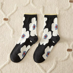 Pink Socks Embroidery Flower Harajuku Retro Vintage Women Socks College Style High School Girls Japanese Kawaii Cute Long Socks