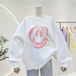 2022 Spring Women Hoodies Cartoon Embroidery Fashion Sweatshirt O-Neck Long Sleeve Pullovers Female Casual Loose Sweatshirts
