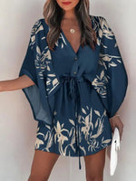 Spring Summer Dress 2023 New In Fashion Beach Style Sexy Dress V-neck Lace Up Print Loose Skirt Elegant Party Dresses for Women