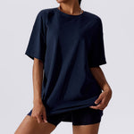 NCLAGEN Summer Loose Fitting Top Fitness Women's Breathable Yoga Running Sports Short Sleeves Gym Workout Training Dry Fit Top