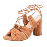 Summer Gold Heels Cross Strappy Lace Up Sandals For Women Elegant Fashion Med Block Metalic Velvet Wedding Dress Shoes Open Toe