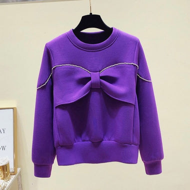 Spring and Autumn 2022 New Korean Fashion Bowknot Space Cotton Loose Top Sport Casual Pants Elegant Women's Two Piece Set