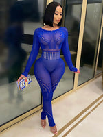 Kliou Knitted Pencil Jumpsuit Girl Midnight Outfit Sexy Hollow Out All in One Overall Monos Mujer Party One Piece Hot Attirewear