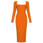 CIEMIILI Women 2022 Summer Bandage Dress Sexy Long Sleeve Pink Bodycon Elegant Club Celebrity Runway Evening Midi Party Dresses