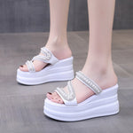 red white slippers Wedge Heels Women Sandals Platform Wedges Shoes Ladies Summer Sandals Beach Sandals High Platform Slippers