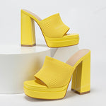 Double Platform High Heel Mule Sandals For Women Open Toe Super High Chunky Shoes Summer Classic Slip On Sandals Party Club