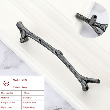 Vintage Tree Branch Furniture Handle Zinc Alloy Kitchen Cabinet Drawer Knob Wardrobe Cupboard Closet Door Pull Hardware Gold