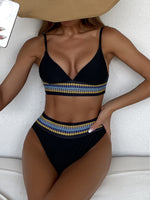 Contrast Trim Sport Bikini High Waist Swimsuit 2023 Sexy Swimwear Female Swimming Suit For Women Bathing Solid Beachwear Summer