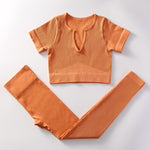 2Pcs Seamless Yoga Set Women Tracksuit Acid Wash Crop Top T-shirt High Waist Shorts Gym Clothes Sport Suit Workout Outfit Sets