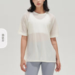 NCLAGEN Women Short Sleeve Sports T-shirt Mesh Breathable Quick Drying Summer Loose Leisure Fitness Top GYM Running Yoga Blouse