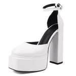 RIBETRINI Platform Chunky Heeled Ankle Strap Pumps Shoes Woman Spring Summer 2022 Heel Women Shoe Fashion Sexy Sandal Brand New