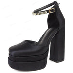 RIBETRINI Platform Chunky Heeled Ankle Strap Pumps Shoes Woman Spring Summer 2022 Heel Women Shoe Fashion Sexy Sandal Brand New