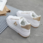 Women Casual Shoes 2023 Woman Sneakers Fashion Breathable Pu Leather Platform White Shoes Soft Footwear Rhinestone Ladies Tennis