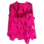 HIGH STREET Newest 2023 Designer Fashion Women Hollow Out Bow Fleece Long Sleeve Knit Pullover Sweater