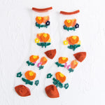 Flower Embroidery Crystal Silk Socks Summer Ultra-Thin Transparent Women Socks Mesh Fishnet Lace Harajuku Retro Crew Socks Women