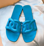 Sexy Open Toe Woman Sandal Summer Cutouts Flat Shoes Beach Wearing Shoes Slides Red Black Green Blue