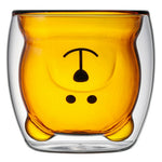 Cute Bear Whisky Glass Cup Double Wall Milk Coffee Mug Insulated Animal Double-layer Espresso Water Cups Christmas Festival Gift