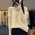 Spring/Summer Stereoscopic Hollow Wool Knit Sweater Women's Pullover Thin Fashion Long-Sleeved Half-High Collar Sexy Chic Top