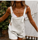 Women Loose Style Overalls Boho Solid Color Square Collar Playsuits Sleeveless Rompers Summer Casual Clothes