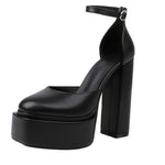 RIBETRINI Platform Chunky Heeled Ankle Strap Pumps Shoes Woman Spring Summer 2022 Heel Women Shoe Fashion Sexy Sandal Brand New