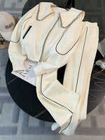 2023 Autumn Two Piece Set For Women Outfits Casual Streetwear Tracksuit Female Doll Collar Placket Sweatshirt Coat Trousers Suit