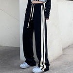 Zoki Striped Wide Leg Pants Women Harajuku Oversize Loose 4Xl Sweatpants Fashion Bf Lace Up Students Casual Straight Trousers