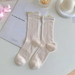 Ultra-thin Transparent Crystal Silk Socks Women Fashion Summer Harajuku Crew Socks Retro Flower Streetwear Elastic Long Socks