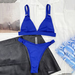 Para Praia 10 Colors 2023 Summer Female Swimsuit Halter Brazilian Bikini Women Swimwear Push Up Bikini Set Ring Bathing Suit