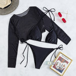 Sexy Bikini Swimwear Women Leopard Print Swimsuit 3 Piece Bikinis Sets Female O Neck Bathing Suit Beachwear Brazilian Biquinis