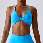 NCLAGEN Yoga Sports Bra Women's Halter Crop Tops Push-up Medium Support Crossover Tight-fitting Exercise Running Fitness Bikini
