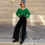 Clacive Blue Office Women'S Pants 2021 Fashion Loose Full Length Ladies Trousers Casual High Waist Wide Pants For Women
