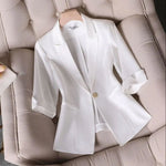 Spring Autumn Women Satin Slik Blazer Jackets Solid Color Notched Collar Single Button Female Suit Fashion Elegant OL Short Coat